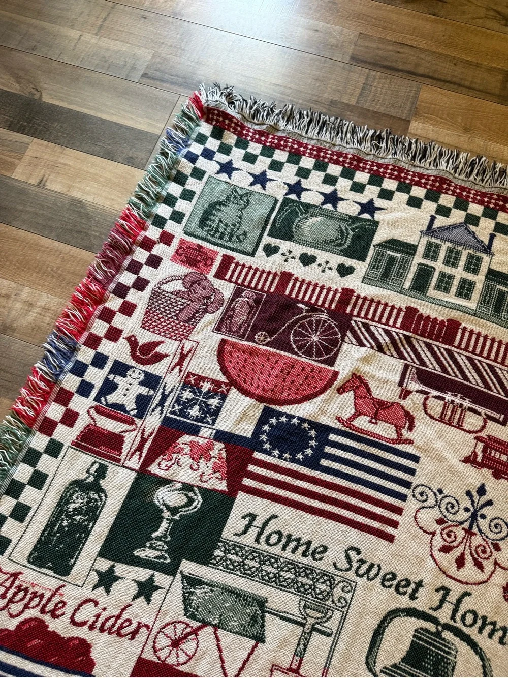 Grandmacore Americana duck, spices flag Woven Tapestry Throw Blanket.